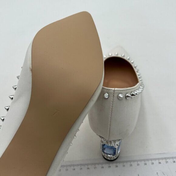 FSJ Women Bridal Pointed Toe Chunky Block High Heel Crystal Pumps Wedding - Picture 5 of 7